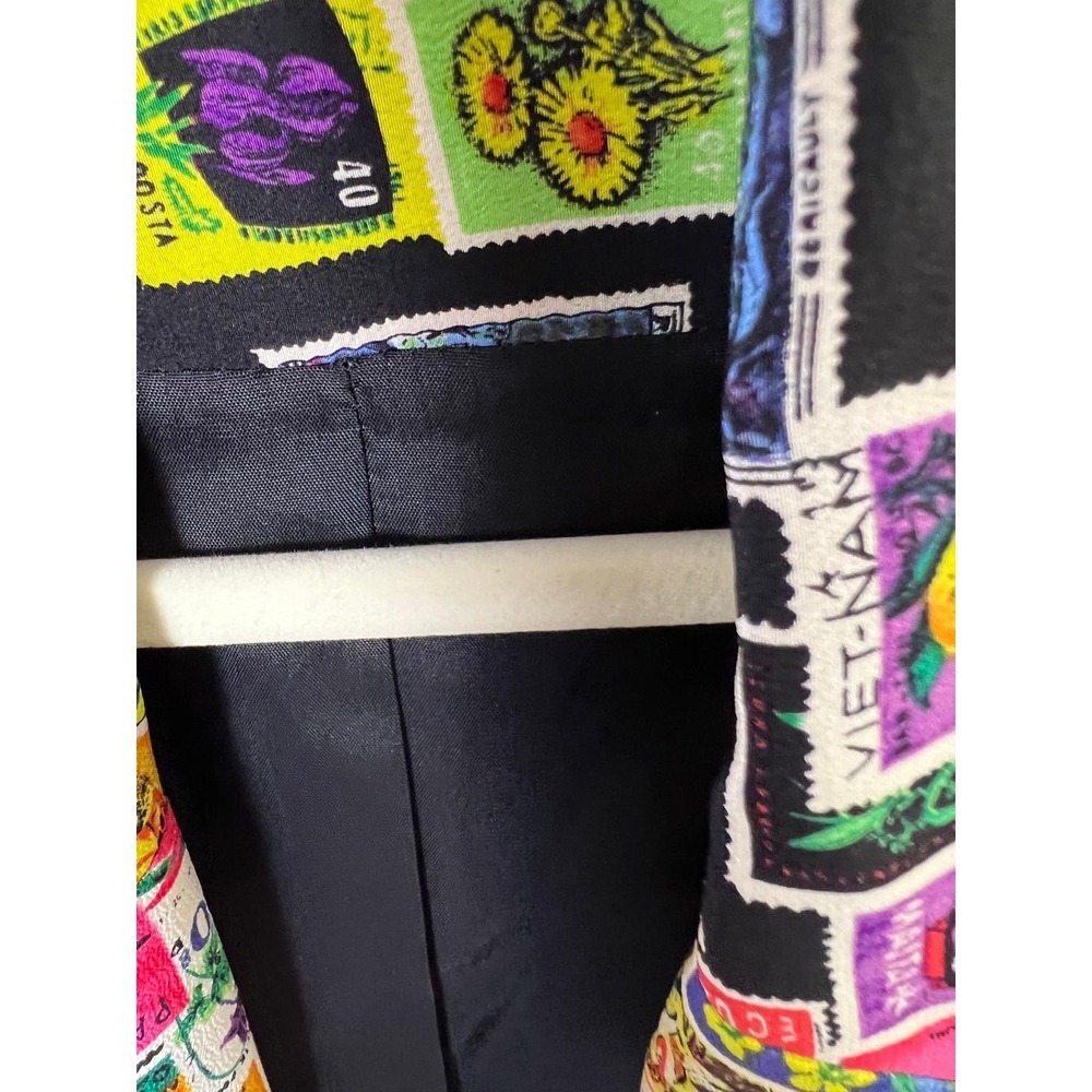 Ann Taylor Blazer Women 10 Multicolor Postage Stamp Print Studio Jacket - Picture 7 of 12